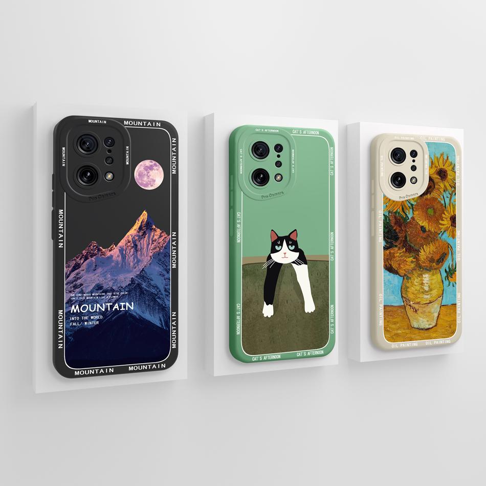 For Oppo Find X5 Pro Lite Case Artistic Style Funda For Oppo Find X 5 X5Pro X5Lite Liquid Silicone Soft Phone Back Cover Coque