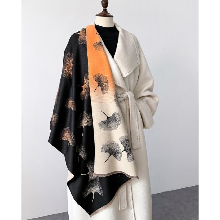 Oversized Shawl Wrap Leaf Print for Women Warm and Soft Multicolor Wrap