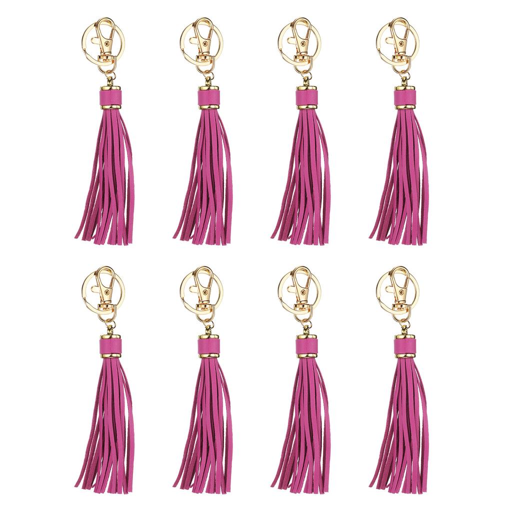 8pcs PU Leather Tassels PU Tassels with Key Rings Tassel Curtain Bag Tassel for Jewelry Making Phone Straps Handbag DIY Crafts
