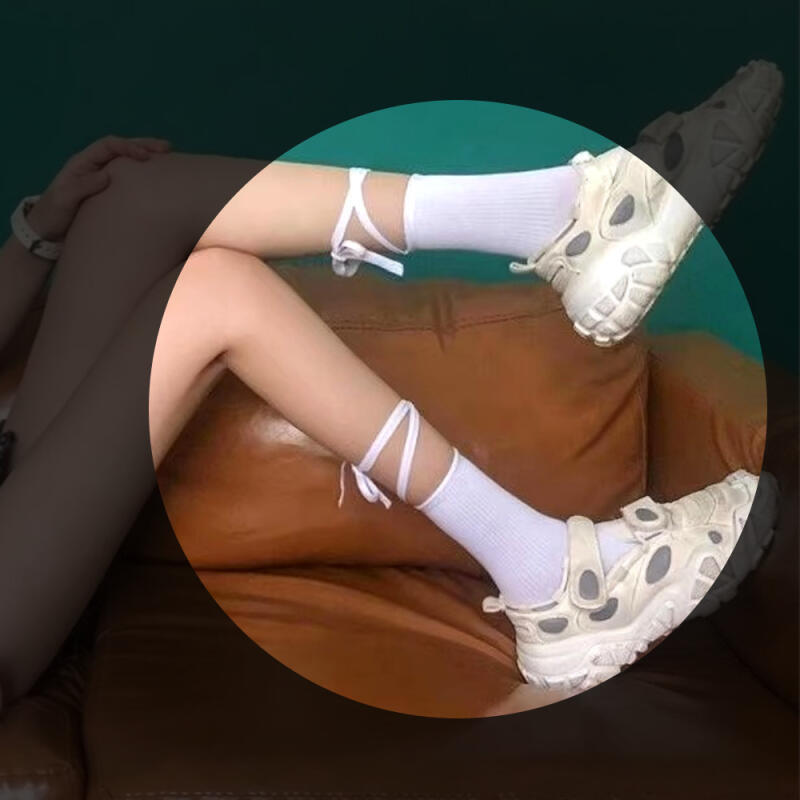 

Ribbon Strap Fashion Lace-Up Socks white
