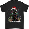 Funny Black Cat Santa Christmas Lights Shirt, Cute Cat Lover Xmas Gift Tee