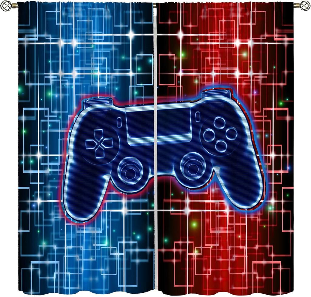 Modern Game Curtains Cartoon Abstract Colour Pigment Creative Electronic Video Gamepad Windows Treatments Insulation Curtain Thermal Polyester