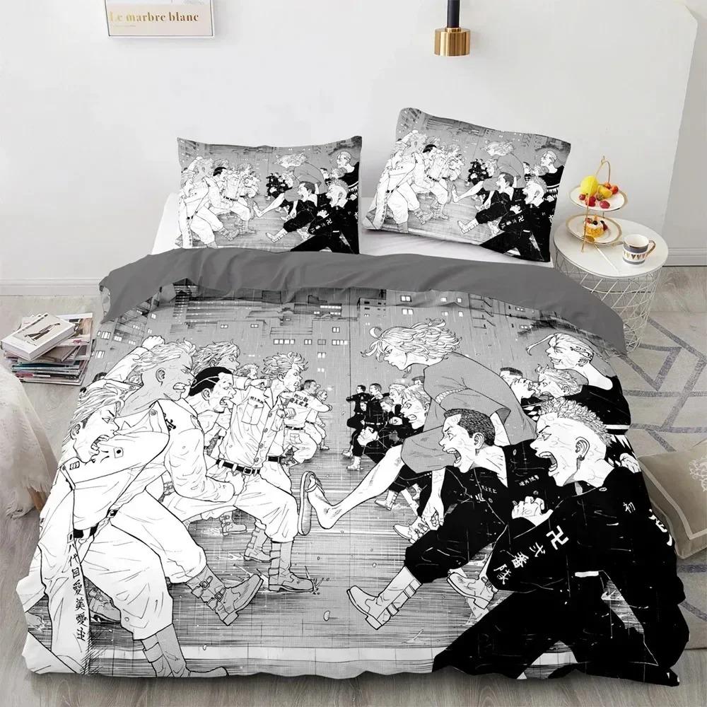 Comforter 3D Printed Anime Tokyo Avengers Manjiro Sano Bedding Set Boys Girls Twin Queen Size Bed Kids Adult