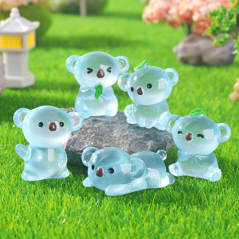 Transparent Resin Luminous Cartoon Koala Luminous Animal Figurine Home Decoration Accessory