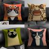 3 Funny And Silly Cat Pattern Pillow Case Home Living Room Decoration Linen Pillowcover Pillow Cases Cushion Cover