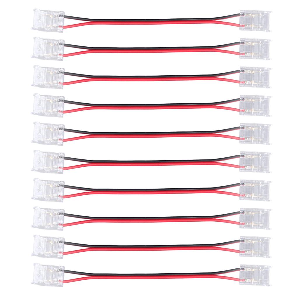 10 Pcs COB Strip Light Connector 2Pin PC Material 10mm Width Double Headed Strip To Strip Extension Connector