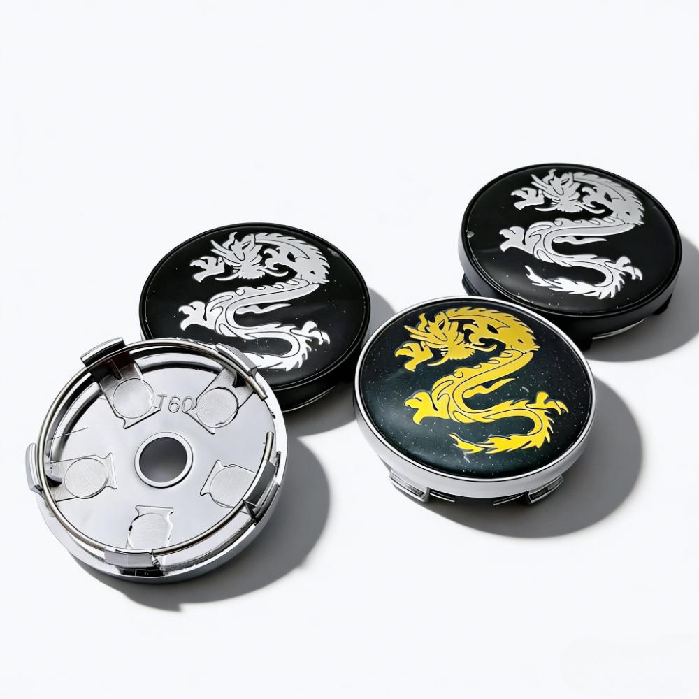 4pcs/Set 60MM 56MM Dragon Logo Emblem Car Wheel Center Caps Wheels Hub Cap Dragons Badge Rim Hubcaps Dust Cover Car Accessories