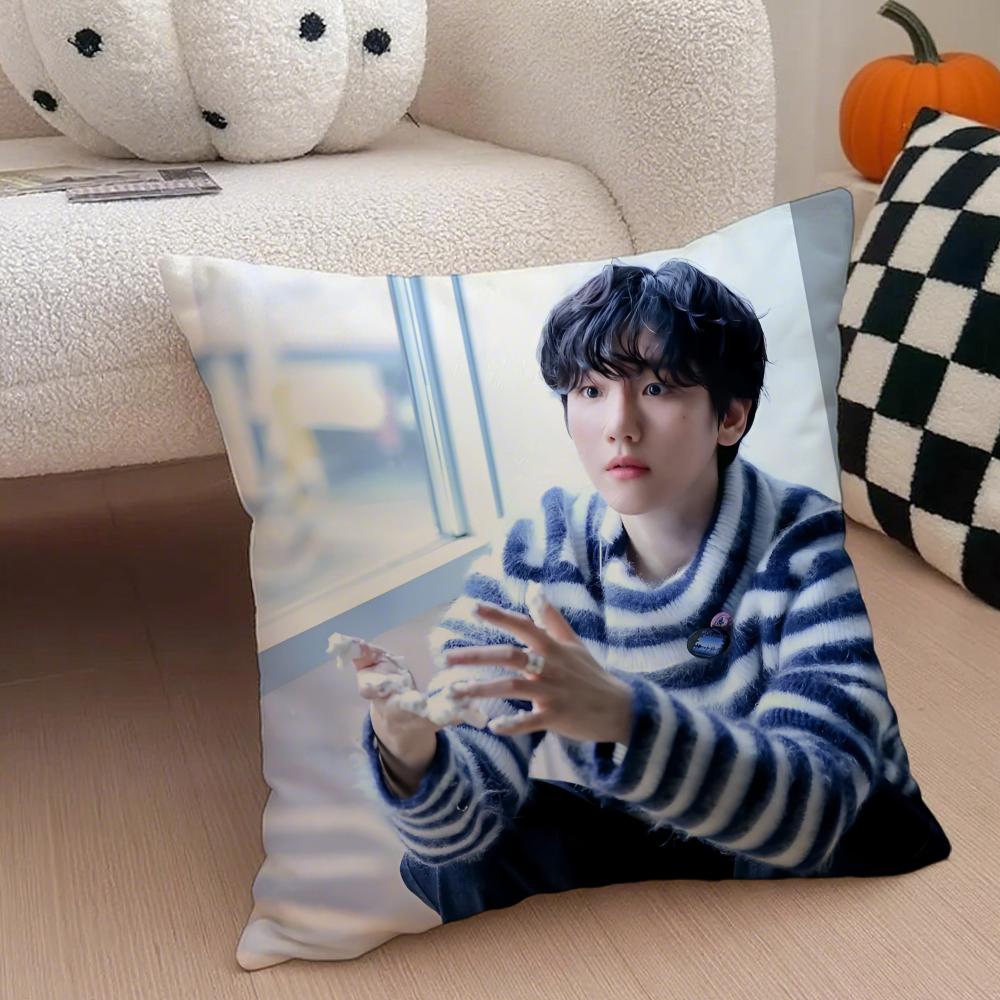 Classic Korean Handsome Singer BByun Baekhyun Cushion Cover Throw Pillow Cover Hidden Button Durable Polyester Chair Cushion
