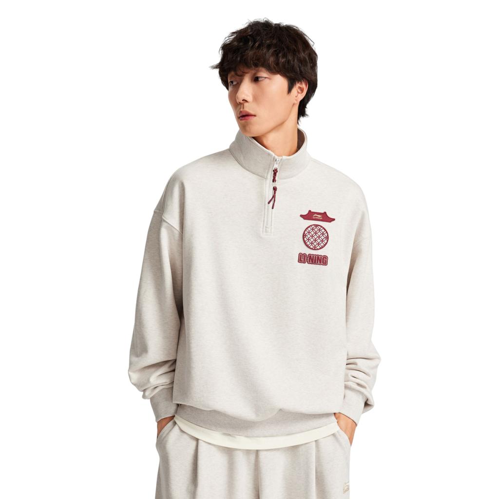 Li-Ning Moletom masculino com gola alta e letras bordadas da linha Sports Lifestyle, modelo AWDW463-1