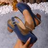 Plus Size New Women's High Heel Sandals Buckle Design Chunky Heel Comfort Retro Beach Holiday Outdoor Shoes