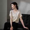 SOFSIL Women's Silk-Blend V-Neck Short-Sleeve Blouse