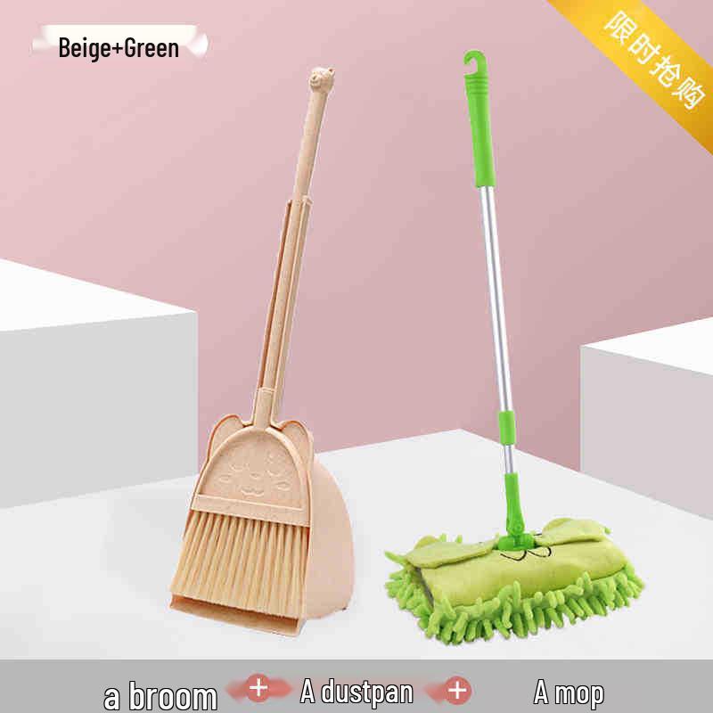 Çocuk Mini Süpürge & Faraş Seti - Yumuşak Plastik Öğrenme Aracı