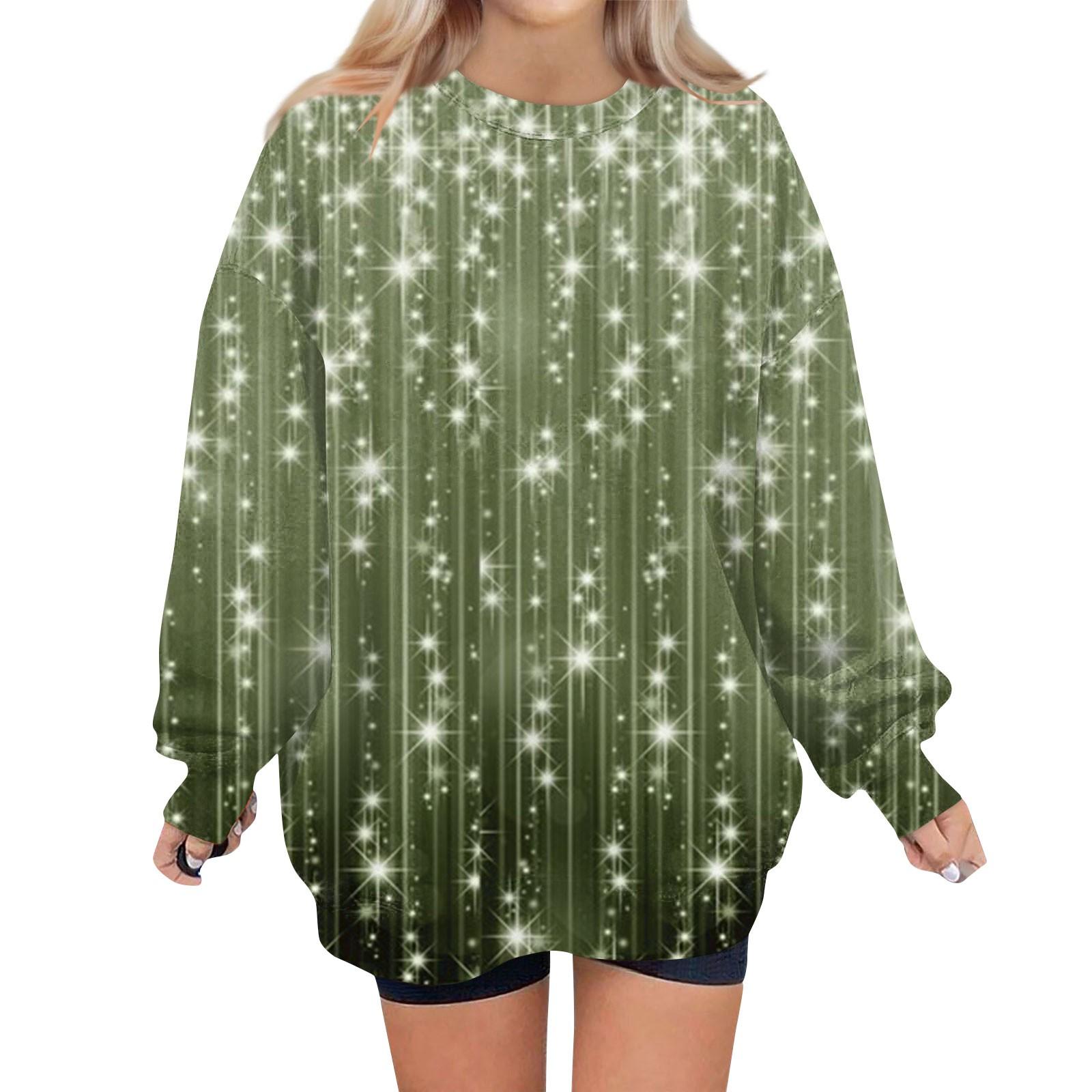 Женский свитер с круглым вырезом и длинными рукавами с рождественским принтом — фото 7