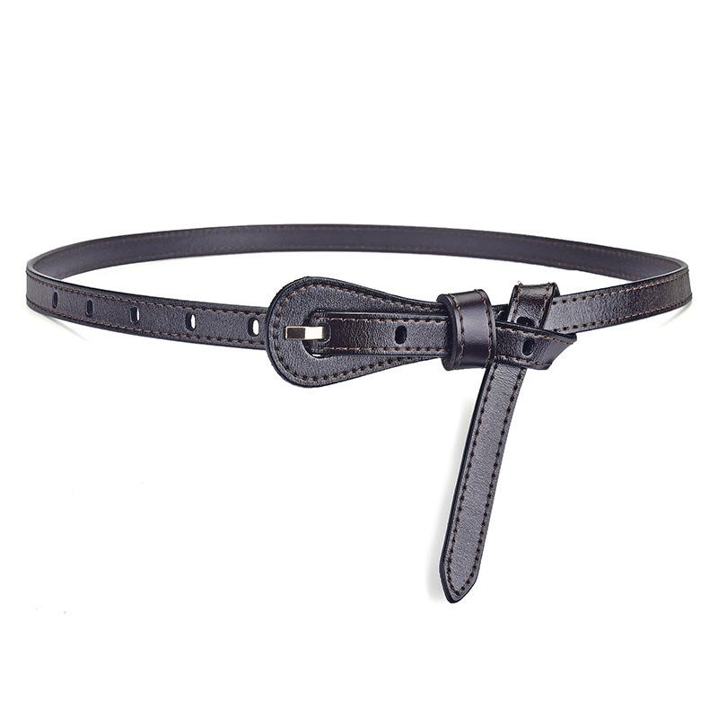 Mei Mary Women's Genuine Leather Thin Belt, Cowhide Pin Buckle Belt, Korean Style Fashion Decorative Belt