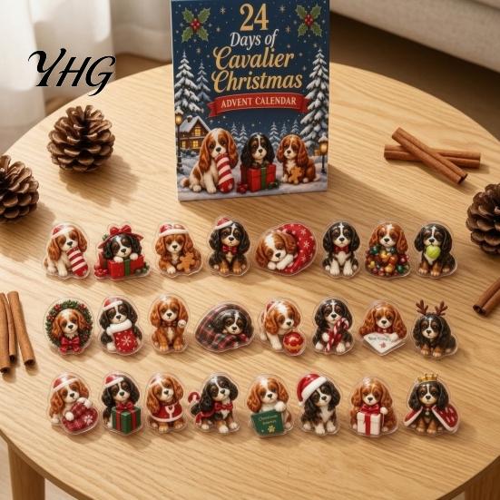 Calendario de Adviento para Cachorros 2026 Calendario Navideño para Perros, 24 Adornos Acrílicos 2D Cuenta Atrás hasta Dibujos Animados Colgantes Festivos para Árbol, Fiesta Navideña Hogar
