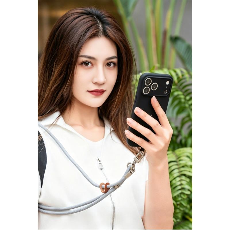 Adjustable Woven Crossbody Neck Phone Lanyard With Clip Pad