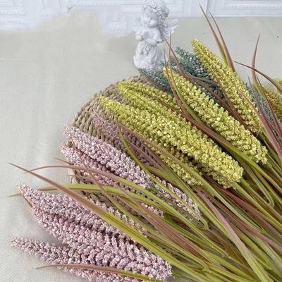 Simulated 9-Head Rice Ears Reeds Plastic Green Plants Wedding Party Home Furnishing Decorations Flower Vase Arrangement Props