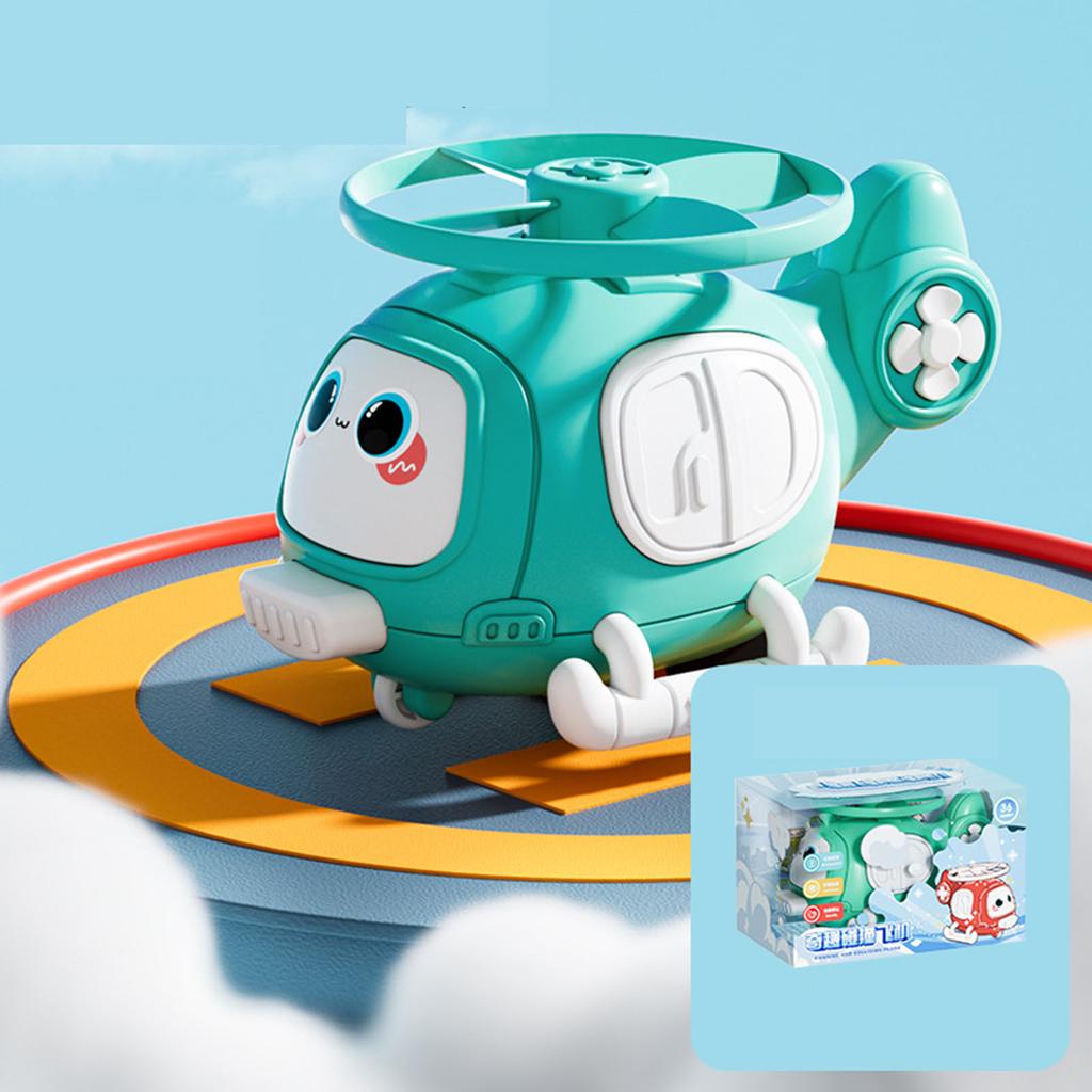 Helicopter Bamboo Dragonfly Toy Plastic Inertial Collision Aircraft Toys for Birthday Gifts Party Cyan