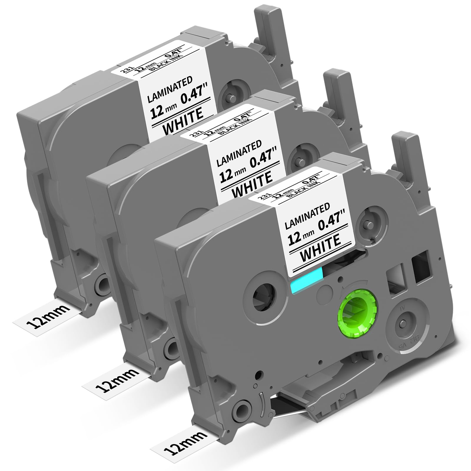 

Compatible with Brother Cube label 12mm TZe 231 Laminated TZE 8m P-Touch printers. TZe-231 3-piece set. tape, length.
