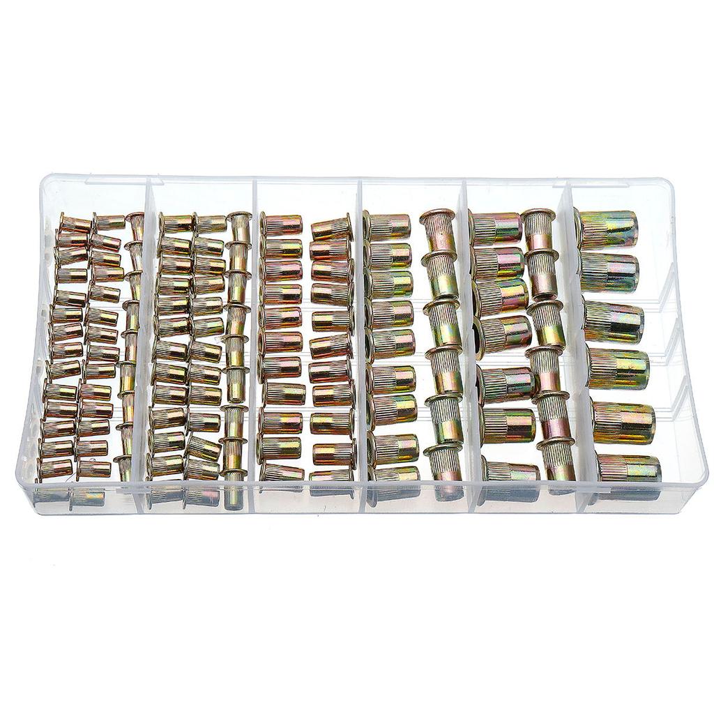 200pcs, Golden Rivet Nuts Kit 150/200 /300 PCS Pneumatic Tool Zinc Plated Carbon Steel Flat Head Threaded Rivet Nut Insert Assortment Kit Insert Nutsert M3 M4 M5 M6 M8 M10 M12 200pcs, Golden Rivet Nuts Kit 150/200 /300 PCS Pneumatic Tool Zinc Plated Carbon Steel Flat Head Threaded Rivet Nut Insert Assortment Kit Insert Nutsert M3 M4 M5 M6 M8 M10 M12