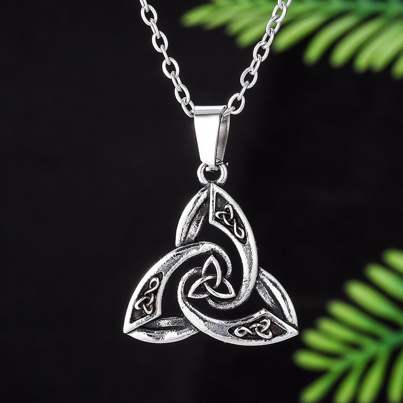 Triangle Celtic Knot Necklace Pendant Men Women Lucky Amulet Jewelry