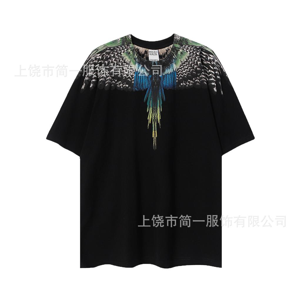 Summer Men's and Women's Same Fashion Trend T-shirt Personalized Trend Wing Printing Comfortable and Simple