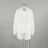 Fashion Wind Summer New Arrival Micro Transparent Long Sleeves Shirt Shorts Casual Suit Shirt and Shorts Set