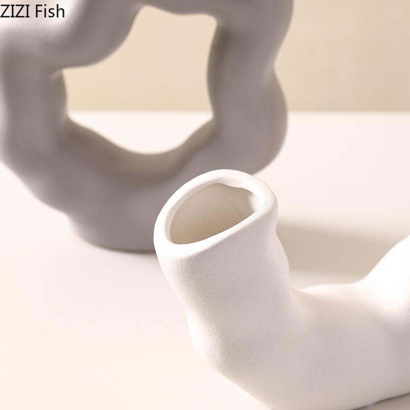 Creative Twisted Irregular Ceramic Vase Plant Pots Table Decoration Ornaments Flower Arrangement Vases Room Aesthetic Decor