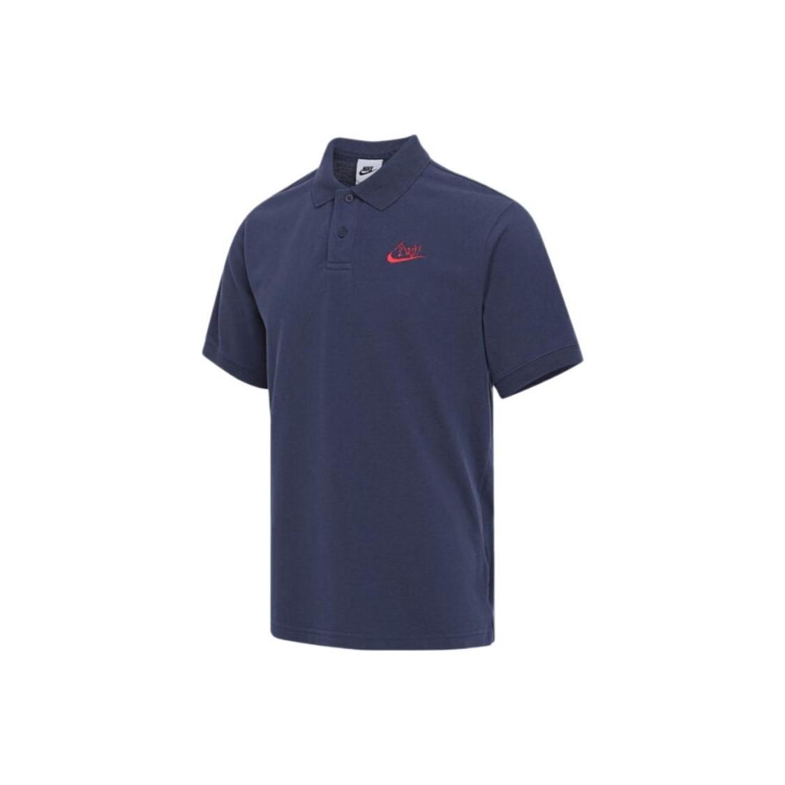 Nike Men s Blue Short-Sleeve Polo T-Shirt with Collar M