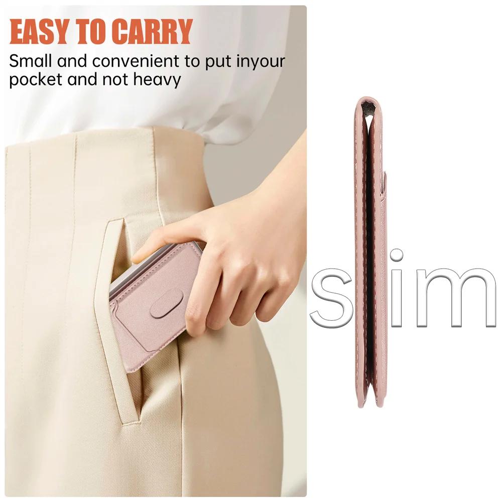 For iPhone 17 16 15 14 13 12 Pro Max Magnetic Leather Card Holder Wallet for Apple Magsafe Phone Bag Cover with MagSafe ;\[;'