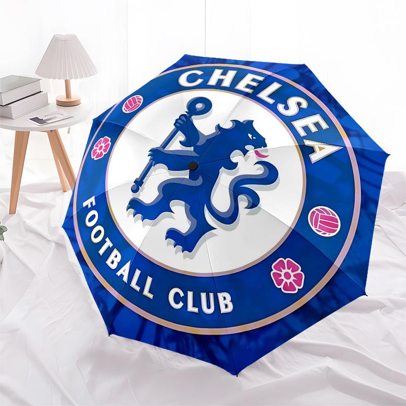 Klub Piłkarski Chelsea Herb Automatyczne Otwieranie i Zamykanie, 8 Żeberek Przenośny Parasol, Odpowiedni dla Mężczyzn i Kobiet na Wszystkie Pory Roku Per
