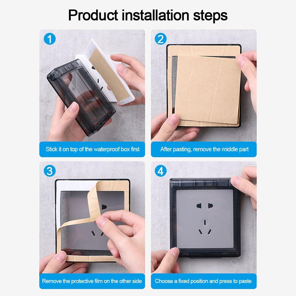 Cutie impermeabilă cu priză din plastic, montată pe perete, capac de protecție pentru priză electrică, capac protector pentru întrerupător, baie