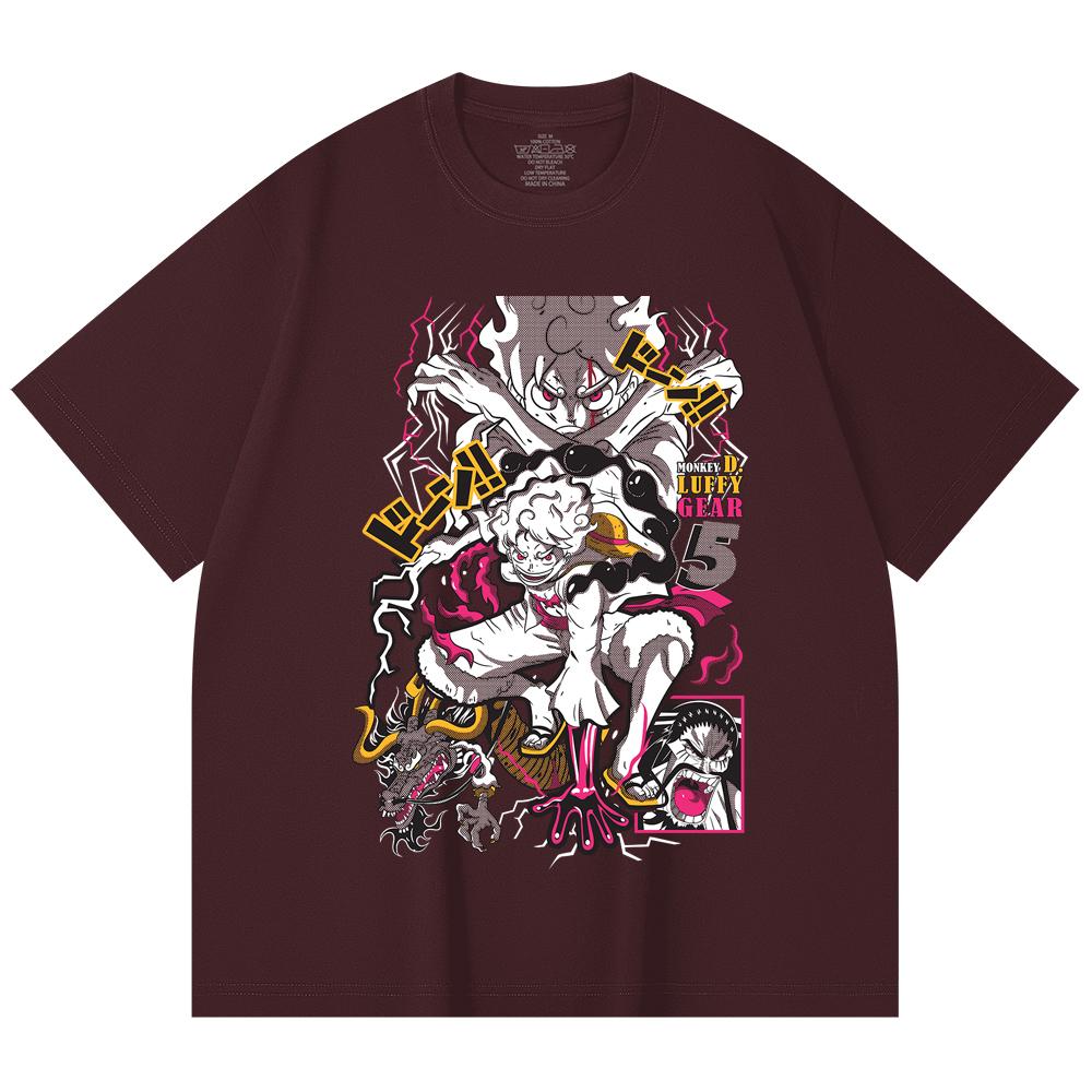 

230 Gsm 100% Cotton One Piece V23 Luffy Gear Print Unisex Heavy Cotton T Shirt 2XL