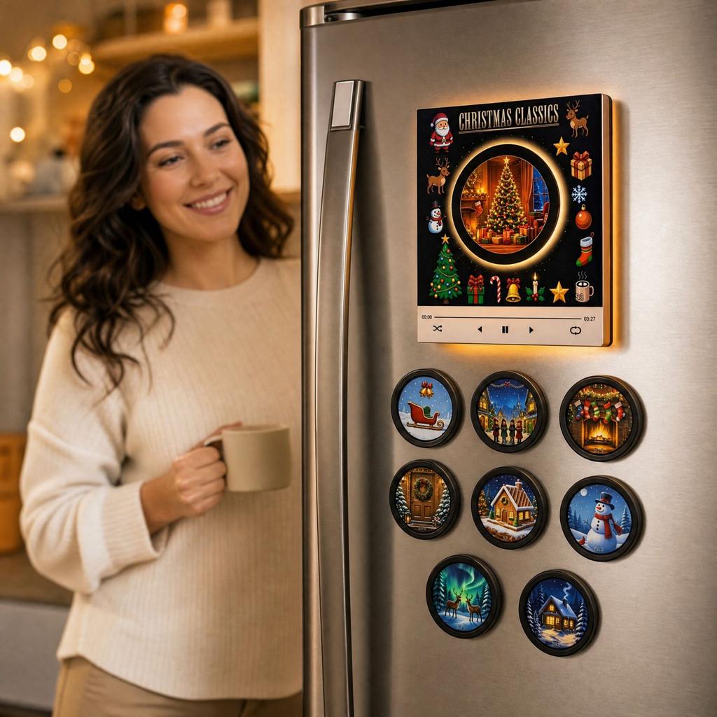 Christmas Rotating Disc Music Box Night Light with and Refrigerator