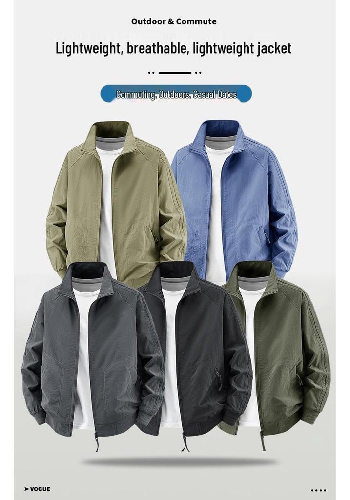 Men's Cross-Border Business Casual Windproof Stand-Up Collar Loose Jacket for Spring and Autumn