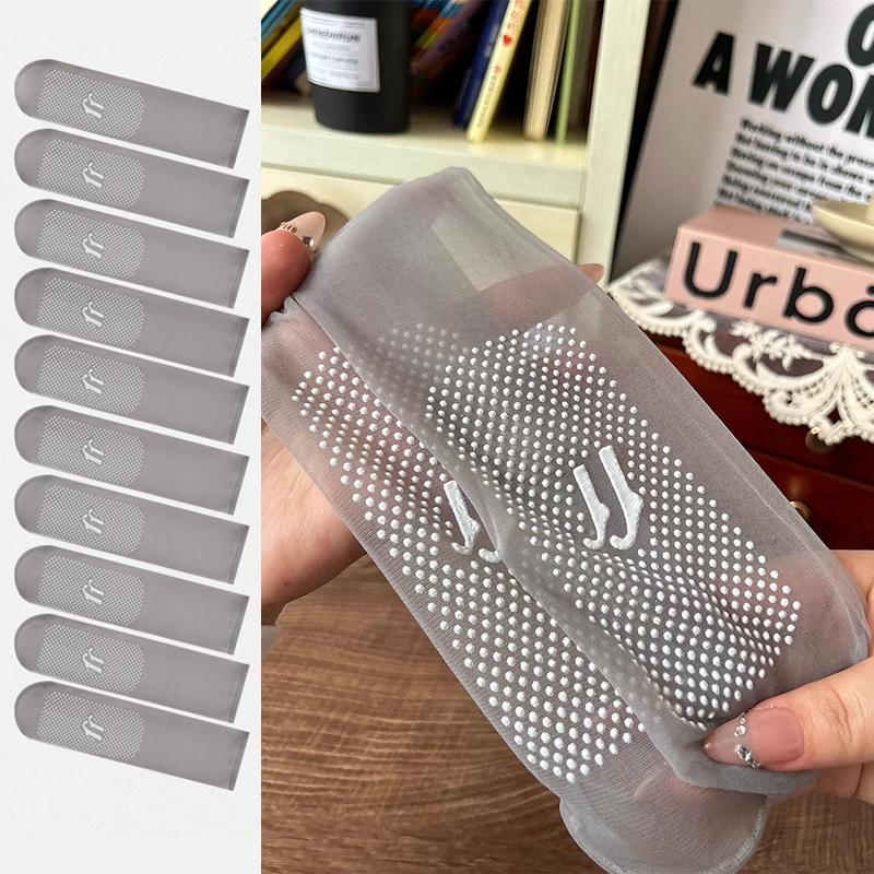 10 Pairs Women Transparent Summer Thin Anti-Slip Socks Set Cool Breathable Ladies Silk Socks