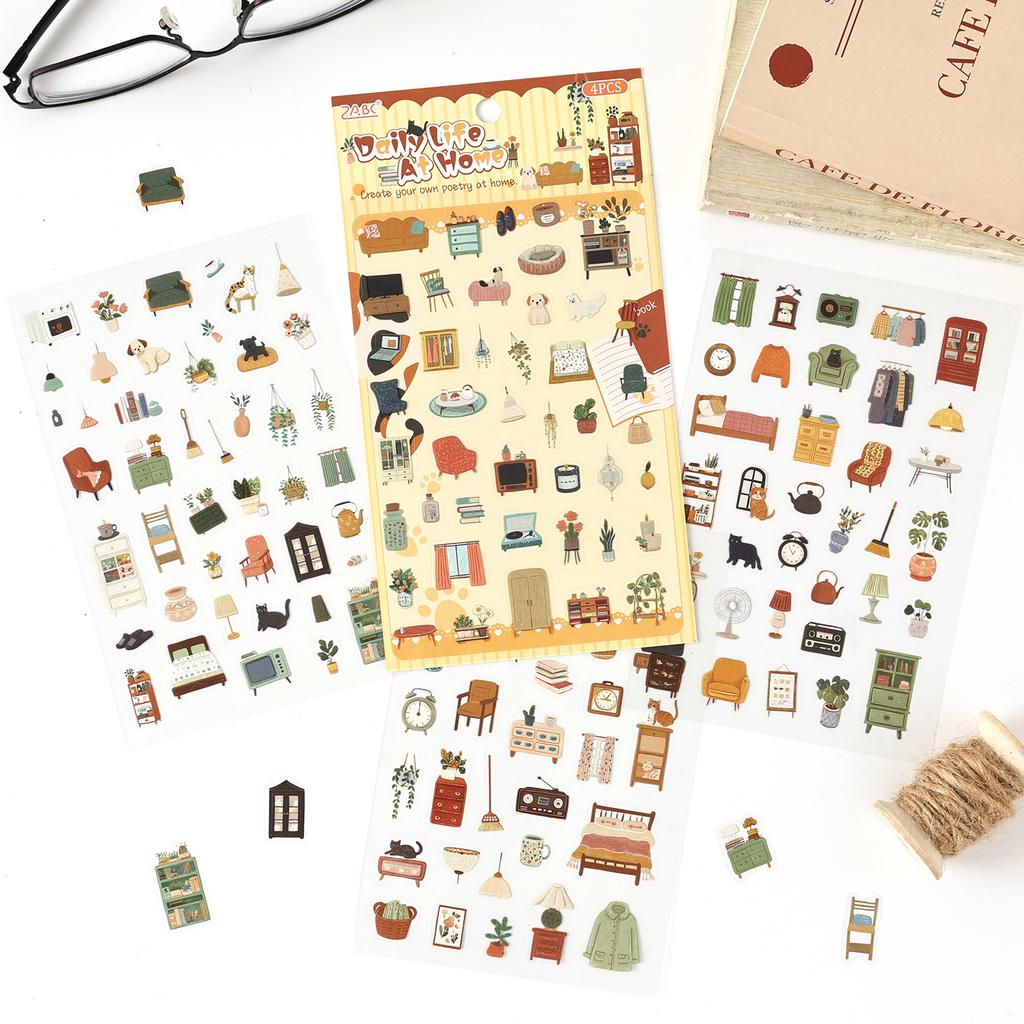 Journal GO 4pcs Fun of Life PET Journal Supplies Camping Farm Lovely Collage Journal Decor Creative Scrapbooking Diy Material