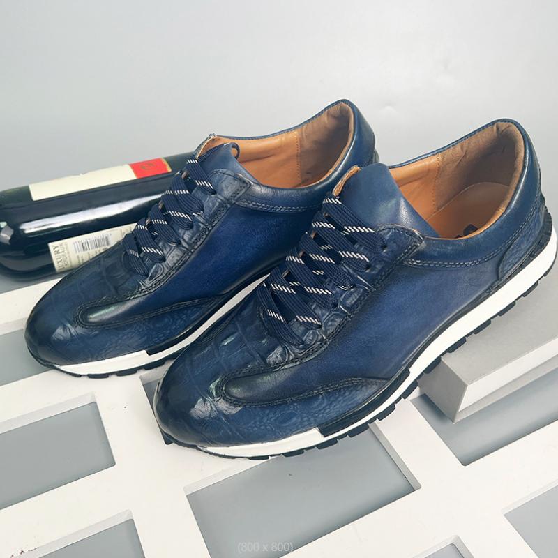 Heren Oxford Sneaker Koe Echt Leer Krokodillenpatroon Mannen Schoenen Vetersluiting Zakelijk Kantoor Casual Mannen Schoenen b16