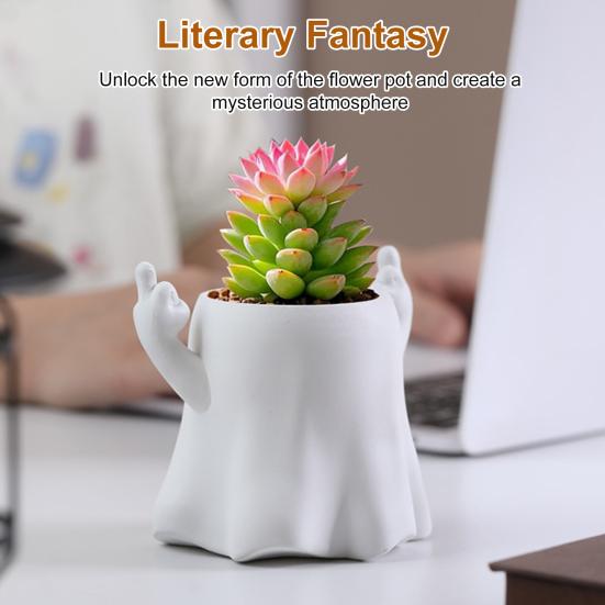 Ghost Flower Pot Succulents Planter with Ghost Plant Pot for Hole Resin Flip-off Home Office