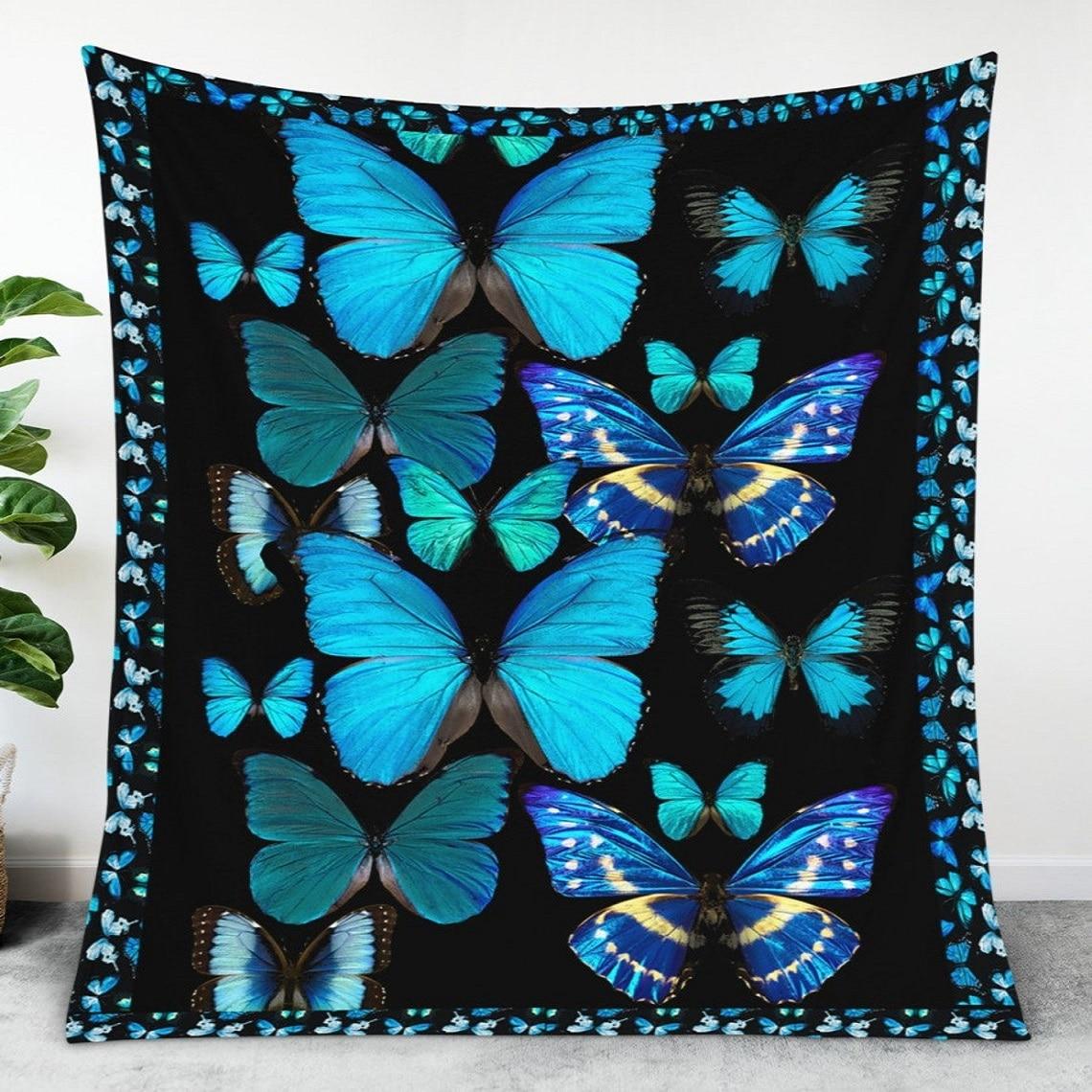 

Одеяло с бабочками, одеяло для влюбленных бабочек, подарок, разноцветный гобелен с бабочками, тканое одеяло, красочный подарок с бабочками 75x90cm
