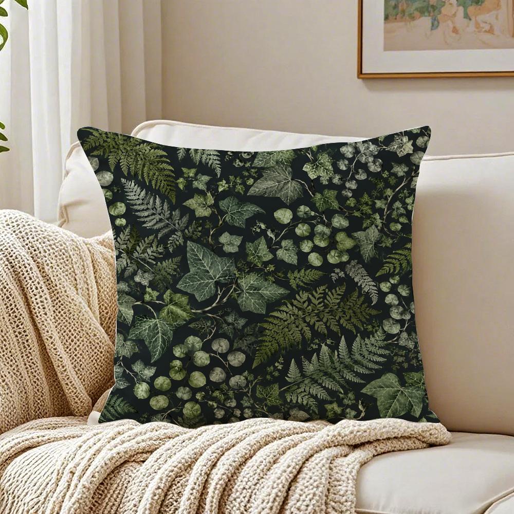 Ins Tropical Maple Leaf Plant Leaves Pillow Case Organic Short Plush Cushion Covers Breathable Washable WrinkleResistant