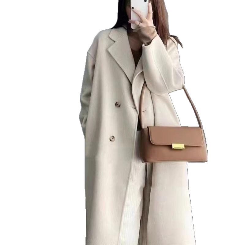 Premium woolen coat women's medium and long over the knee new autumn student Korean thin woolen coat