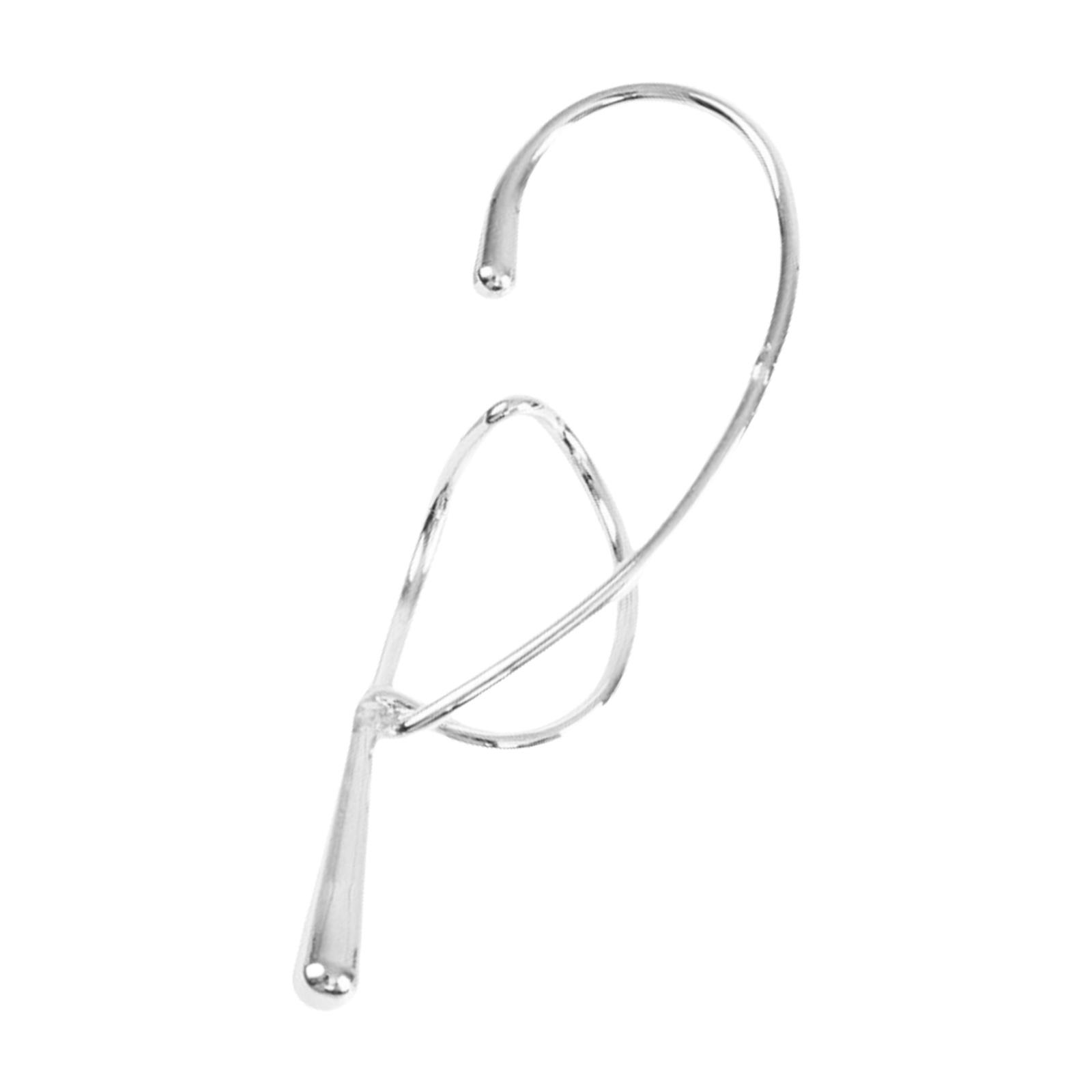 

1 шт. Модный геометрический кафф для уха для женщин, преувеличенная металлическая витая линия, без пирсинга, ювелирные подарки, повседневная носка 2 серебряный