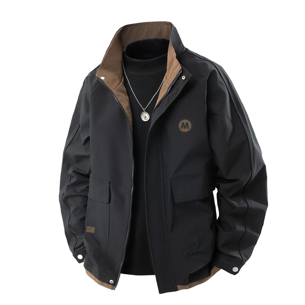 Trendy Men's Stand Collar Plus Size Street Style Jacket - Spring/Autumn Collection