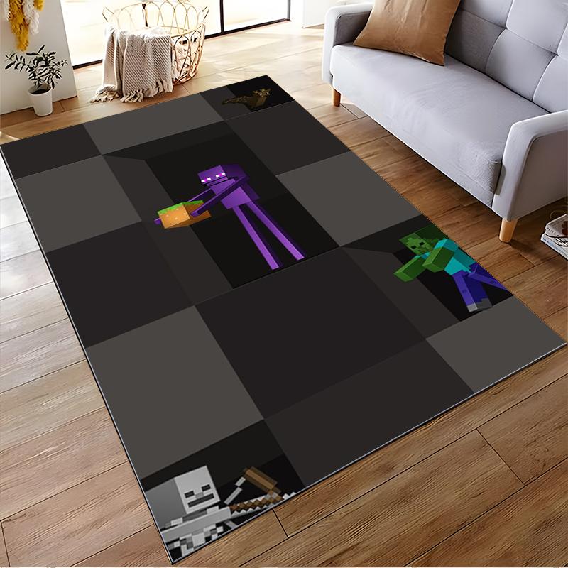 "Pixel Art Style Carpet with Purple Character and Dark Theme" Suitable for use as an anti-slip for living room bedroom sofas
