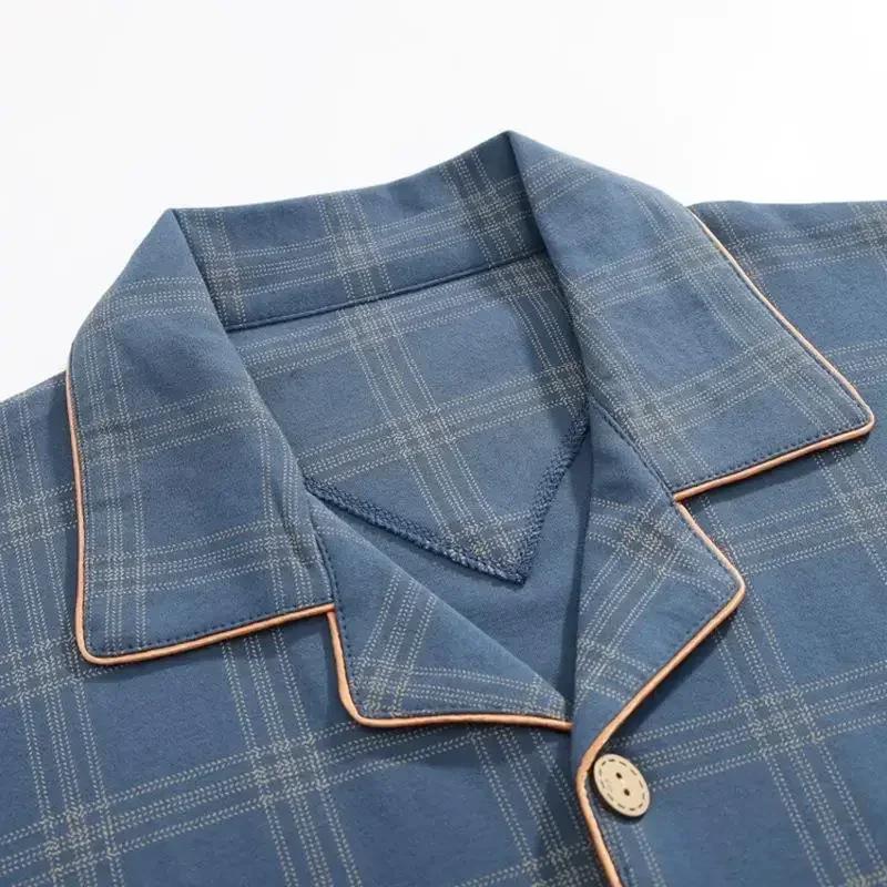 Men's Pajamas Set Long Sleeve Cotton Overalls Pajamas Fall and Winter Casual Wear Men's Loungewear Casual Wear
