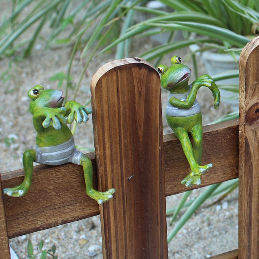 Frog Pot Huggers Resin Cartoon Hand-painted Decorative Frog Figurines Cute Office Desk Garden Decoration