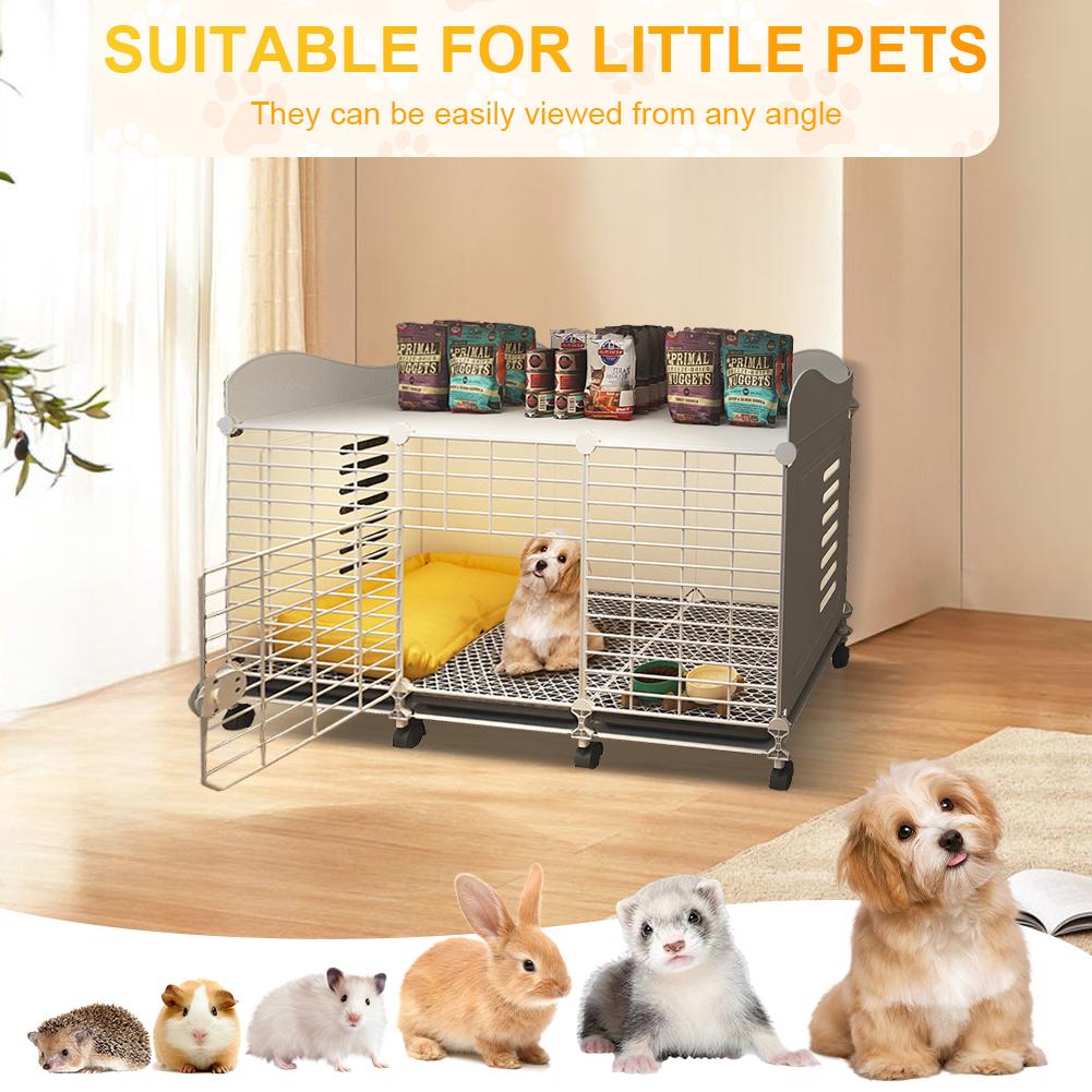 Dog Crate End Table with Wheels & Tray Dog Cage Crate Indoor Dog House Wired Cage Crate Dog Kennels for Small/Medium/Large Dog