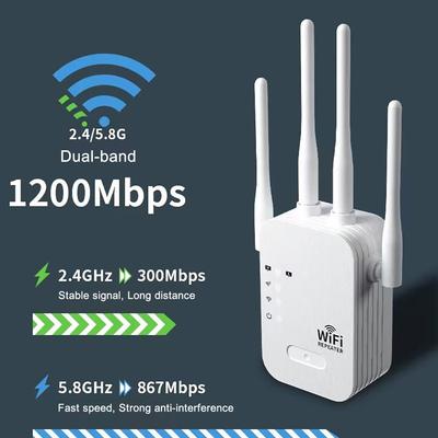 1200Mbps WiFi Booster Repeater 2 Lan Port Trådlös WIFI Extender 5G 2.4G Dual-band WiFi Förstärkare Långtäckande Wi Fi Signal Booster Nätverksrouter 2024