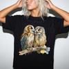 Watercolor Owl T-Shirt, Woodland Animal Graphic Tee, Cottagecore Nature Apparel